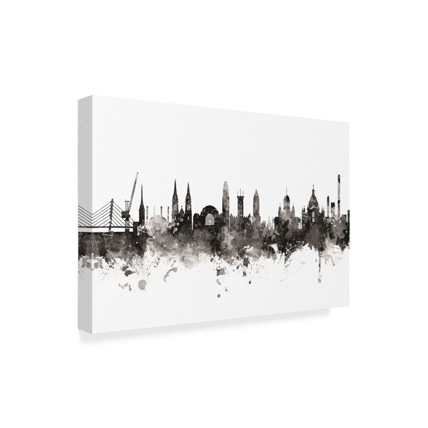 Michael Tompsett 'Helsinki Finland Skyline Black White' Canvas Art,30x47
